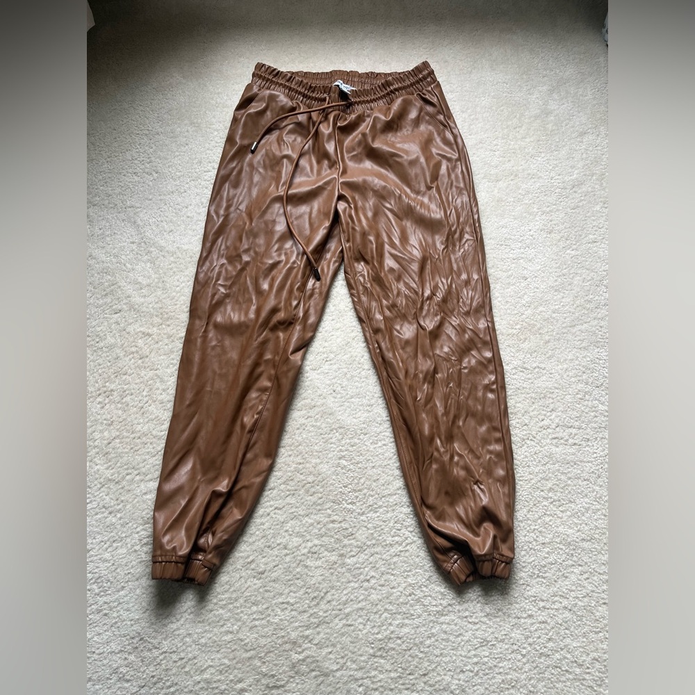 Faux leather joggers